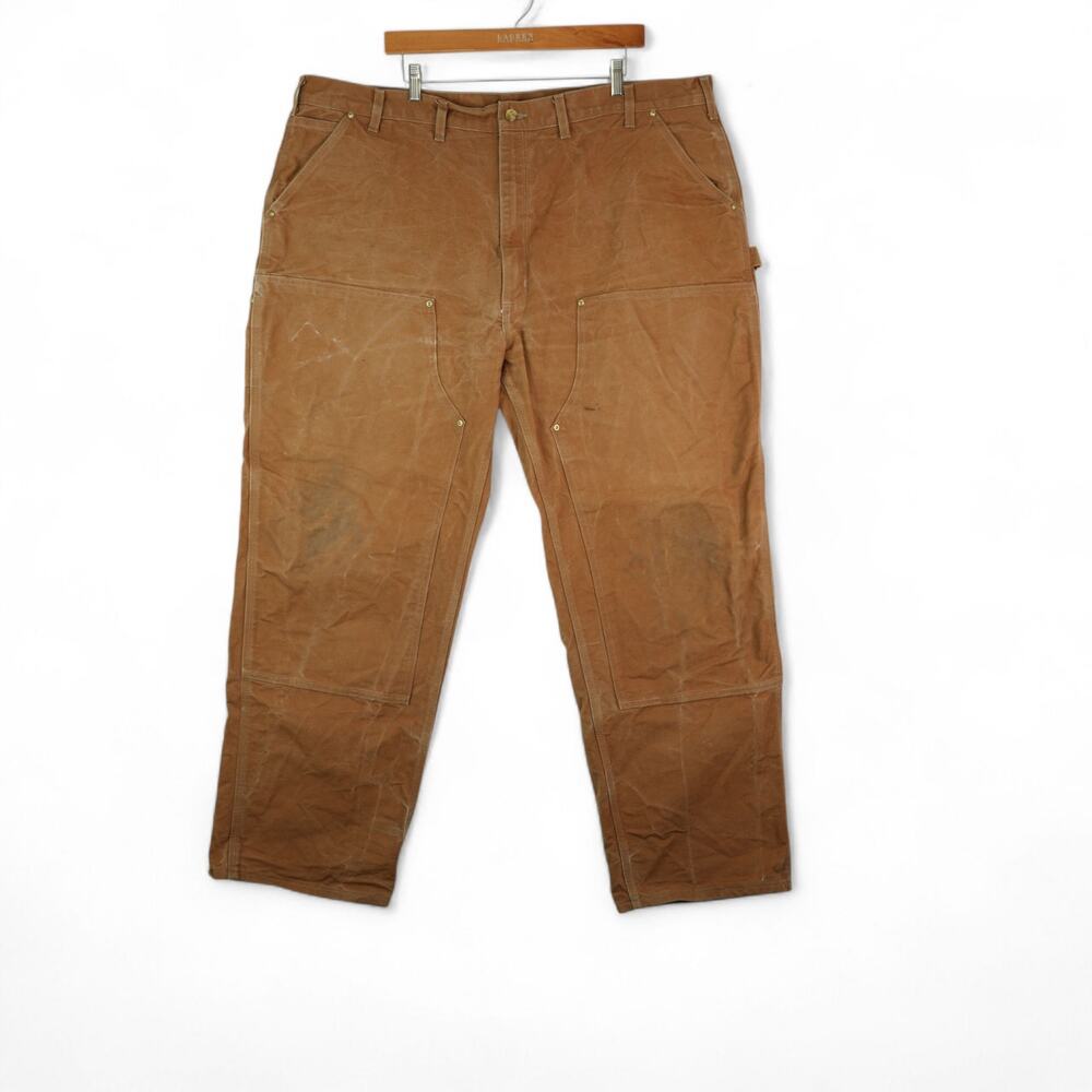 Vtg Carhartt Pants Mens 46x32 Brown B01 Double Knee Canvas Union Y2K Made in USA